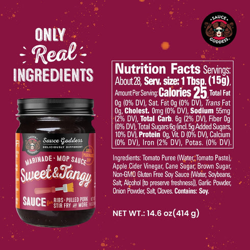 14.6oz (2-Pack) Sauce Goddess - Sweet & Tangy Marinade and Mop Sauce - BBQ Sauce for Pulled Pork, No MSG, Tangy Apple