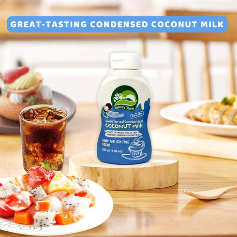 KC Commerce Calcum-11.25 (Pack 6) (6) Nature's Charm Sweetened Condensed Coconut Milk, NEW Squeeze Bottle , Dairy