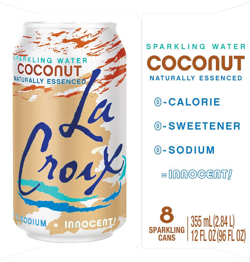 12 Oz (pack 8) LaCroix Sparkling Water, Coconut, Fl