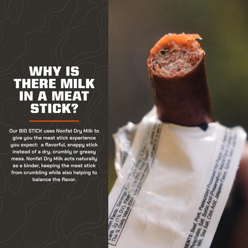 20g 10% 10 Count MTN OPS Big Stick High Protein Meat Sticks - Protein, Collagen - Cracked Pepper Flavor - Individually