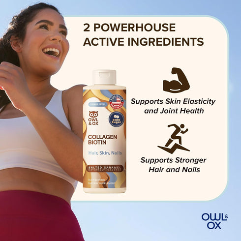 30 Collagen Creamer and Collagen and Biotin Creamer for Coffee For Skin and Hair Support, Salted Caramel, Servings