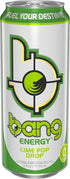 16-Ounce (Pack 12) Bang Energy Lime Pop Drop, Sugar-Free Energy Drink