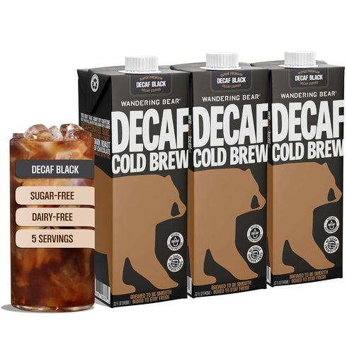 Wandering Bear Decaf Cold Brew Coffee - Bold, Smooth, No Sugar Added,