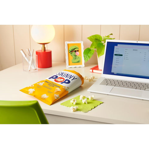 1oz (12ct) SkinnyPop Popcorn, White Cheddar, Whole Grain, Dairy-Free Snack, Bags