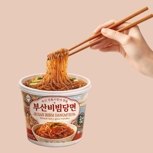 Wang 5 Surasang Spicy Bibim Dangmyeon Glass Noodles - Korean Sweet Potato Instant Noodles with Spicy Sauce, Gluten-Free