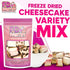 4.1oz Freeze Dried Cheesecake Bites New York Style - Caramel, Chocolate Chip and Strawberry Swirl Freeze Dried Dessert