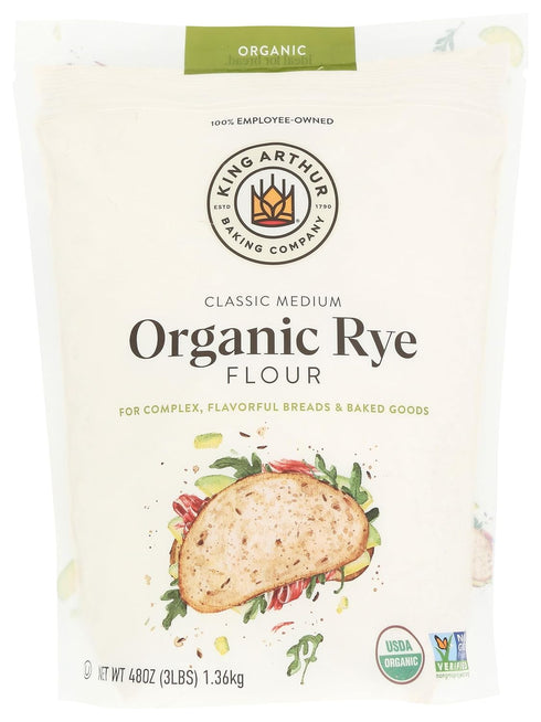 King Arthur Organic Medium Rye Flour - 3 lbs for Complex Flavorful