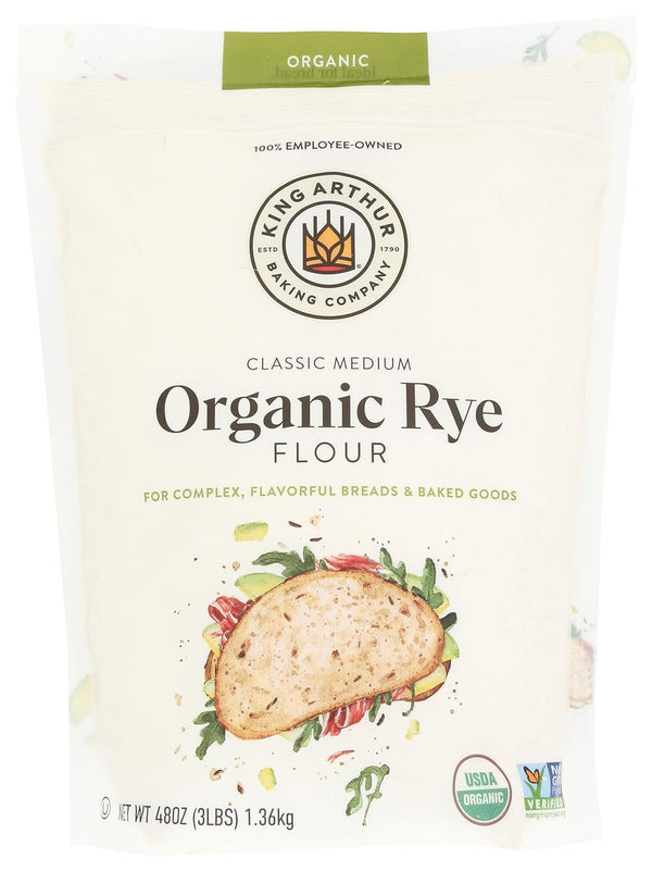 King Arthur Organic Medium Rye Flour - 3 lbs for Complex Flavorful