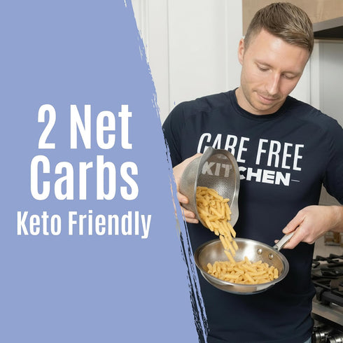 8oz (3 Pack) 20g 2g 26g Care Free Kitchen Plain Penne Keto Pasta Noodles, High Protein, Low Carb Net Carbs, High Fiber