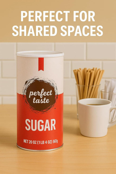 Perfect Taste 20 oz Packaging Granulated Sugar Sugar Canister Pure White Sugar for Coffee, Tea, Baking & Office Use