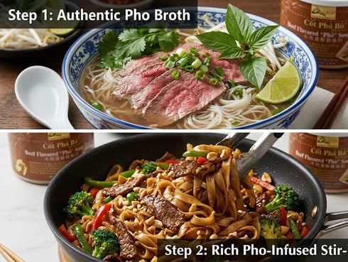 Generic 10oz Pack 2 Quoc Viet Foods Beef Flavored "Pho" Soup Base Cot Pho Bo | of | With Tasting Spoon