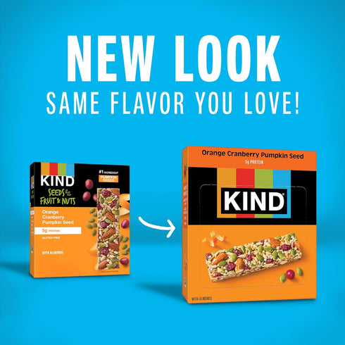 5g 12 Count KIND Healthy Snacks Bars, Orange Cranberry Pumpkin Seed, Gluten Free, High Fiber Snacks, Protein