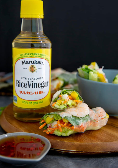12 (Pack 1) Marukan Lite Seasoned Rice Vinegar Dressing, Ounce Glass Bottle