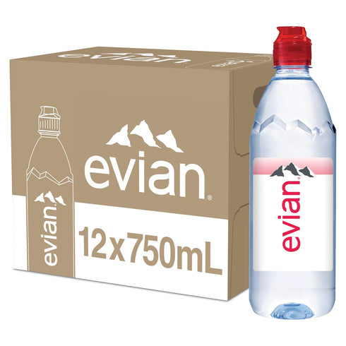 evian Natural Spring Water, 750 ml (25.36 fluid ounce) Water Bottle with
