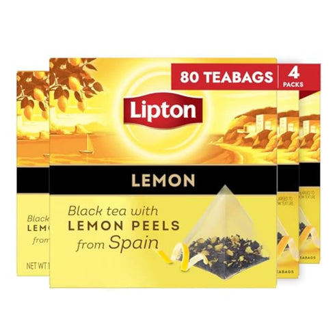 Lipton Black Tea Lemon, Pyramid Tea Bags, Flavored Teabags for a Refreshing
