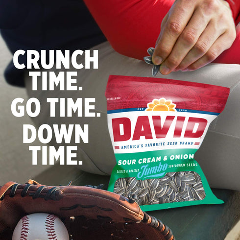 DAVID Roasted and Salted Jumbo Sunflower Seeds, Sour Cream and Onion Flavor, 5.25oz