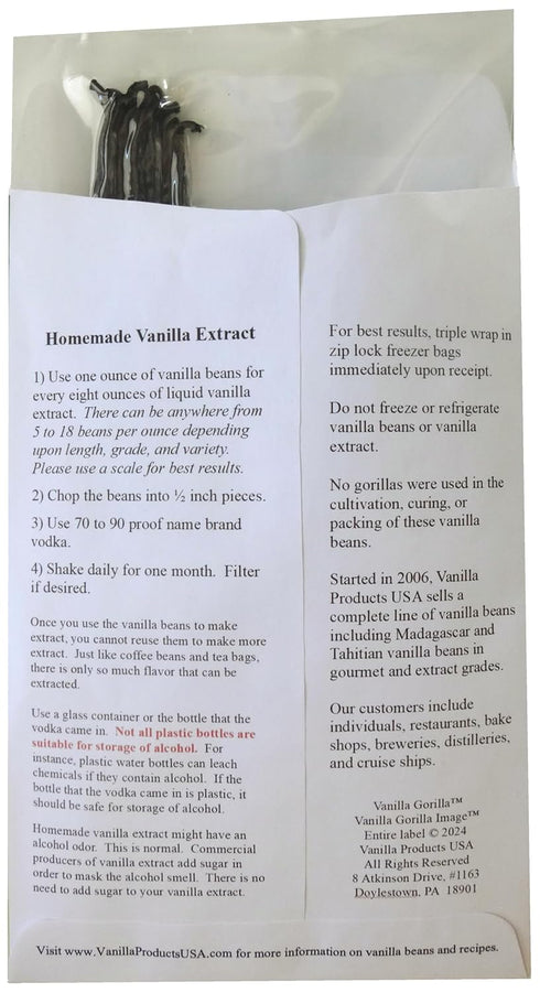10 Tahitian Extract Grade B Vanilla Beans, 4~6" by Vanilla Products USA