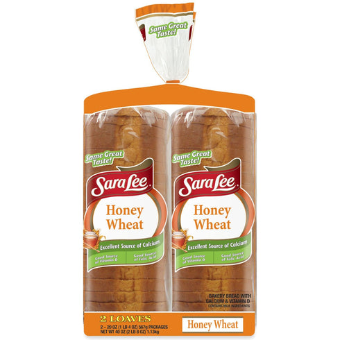 Sara Lee Honey Wheat Split Top - 2 loaves (pack of 6)