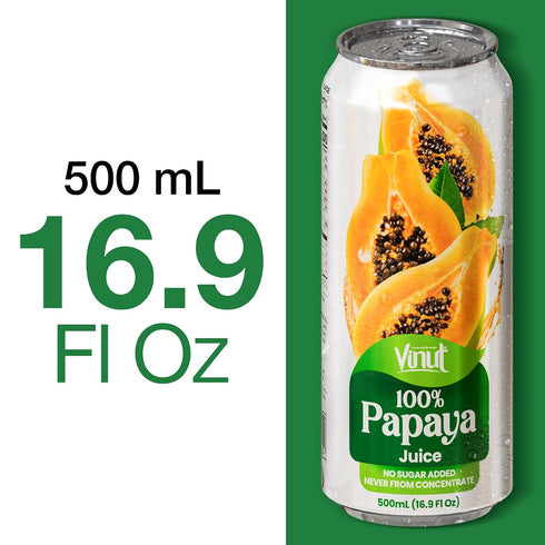 100% 500ml (16.9 Oz), Pack 2 Vinut Pure Papaya Juice, No Sugar Added, Never From Concentrate, Fl