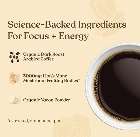 Immune 24 Count Four Sigmatic Mushroom Coffee K-Cups | Organic Dark Roast Coffee with Lions Mane Mushroom Powder