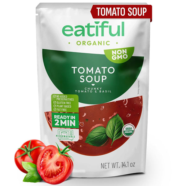 EATIFUL Organic Tomato Soup, Ready To Eat Vegan Plant Based Creamy Tomatoes