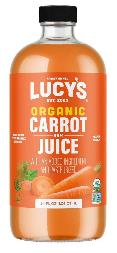 Lucys Family Owned - AMERICAN CARROTS Organic 99% Pure Carrot Juice, 34