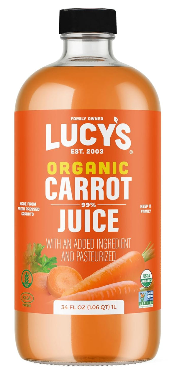 Lucys Family Owned - AMERICAN CARROTS Organic 99% Pure Carrot Juice, 34