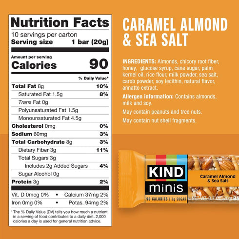 Pack, 30 Count KIND Mini Snack Bars Variety Gluten Free, Low Sugar, Low Calorie Snacks, Dark Chocolate Nuts & Sea Salt