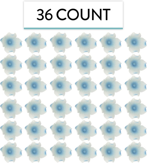36 Count Global Sugar Art Hydrangea Blossom Sugar Cake Flowers, White with Blue - Wired- by Chef Alan Tetreault