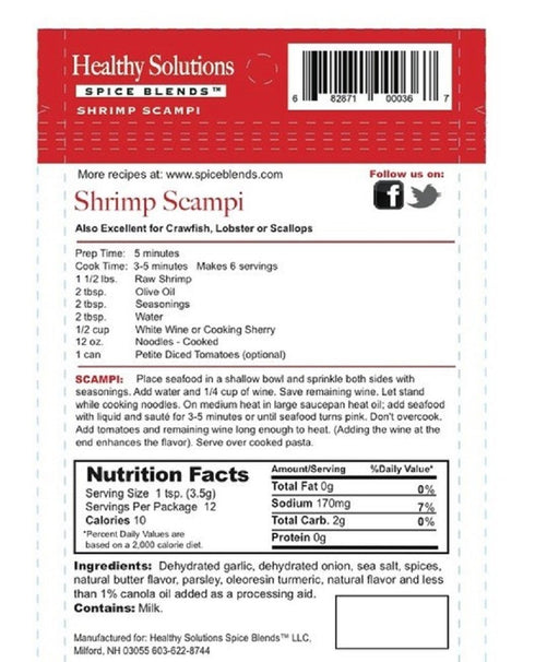 Healthy Solutions Shrimp Scampi Spice Blend - Gourmet Flavor