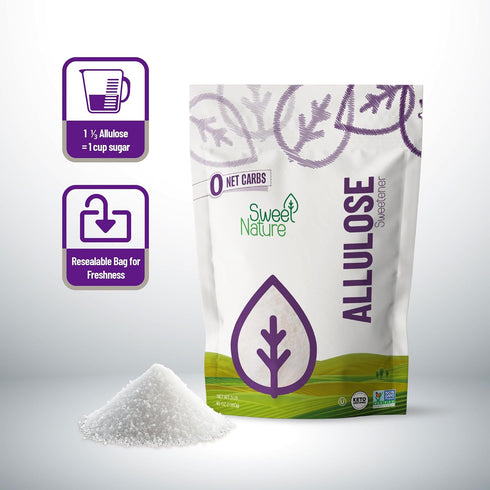 3 lb Sweet Nature Allulose Sweetener Resealable Bag, Keto Sugar Substitute, Non-GMO, Gluten-Free, Kosher, Zero Calorie
