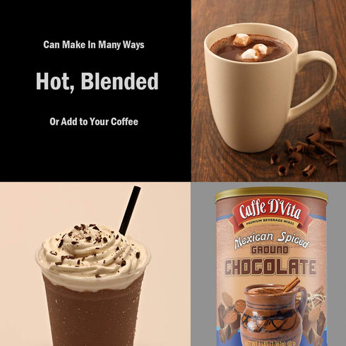 3 Lb Caffe D'Vita Mexican Spiced Ground Chocolate - Mexican Chocolate Drink, Spiced Coffee, Gluten Free, Low Fat, No