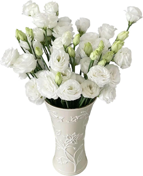 10 Stems Grade A White Lisianthus Fresh Cut Flowers Bouquet for Home Decor, Birthdays Anniversaries Healing Sympathy