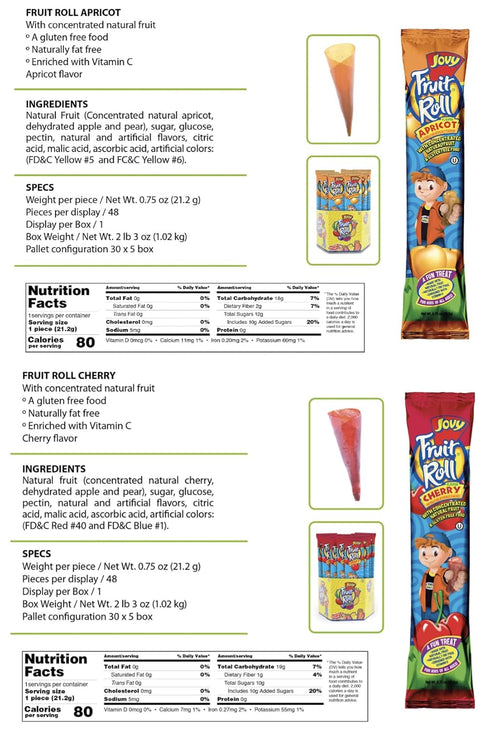 COMBO BREAKER Pack 10 |20 Count, 0.75 oz JOVY FRUIT ROLL Variety Flavors - Healthy Snack Made with Natural Fruit, Fat