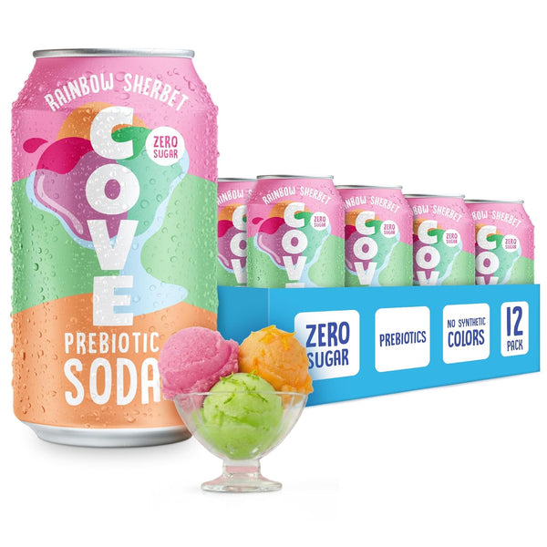 Cove Prebiotic Soda Soft Drinks with Zero Sugar - Refreshing Healthy Soda