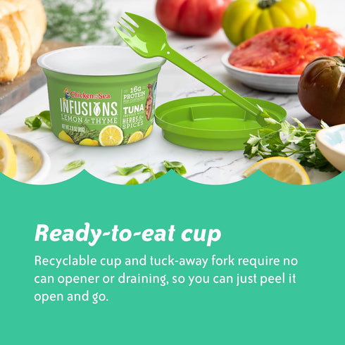 2.8 (Pack 6), Chicken of the Sea Infusions Tuna, Ounce Cups of Wild Caught Tuna, Basil