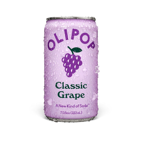 Pack Packed 7.5oz (6-Cans) OLIPOP Minis Prebiotic Soda Pop, Classic Grape, Pantry with Prebiotics, Fiber