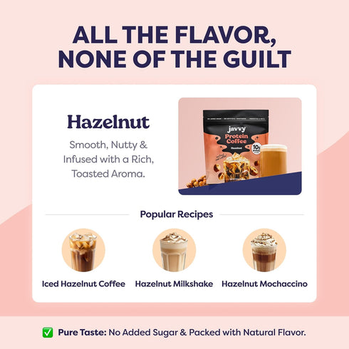 100% 80 20 Hazelnut Protein Iced Coffee - Premium Whey Protein & Instant Iced Coffees - Natural Cold Brew - Zero