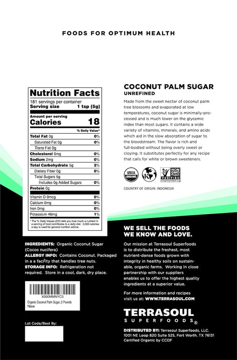 6 Terrasoul Superfoods Organic Coconut Sugar, Pounds