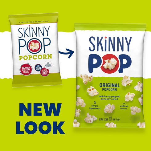 8oz SkinnyPop Popcorn, Original, Whole Grain, Dairy-Free Snack, Family Size Bag