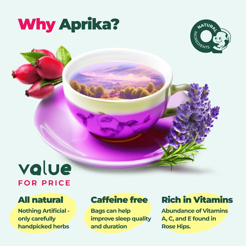 Aprika Life Immunity Booster Decaffeinated Tea Bags - Pure Herbal Immunity Blend, 60 Bags, Lemon Balm, Peppermint,