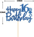 Royal Blue Glitter Happy 16th Birthday Cake Topper, Cheers to 16 Years Party Supplies, 16th Birthday Decorations