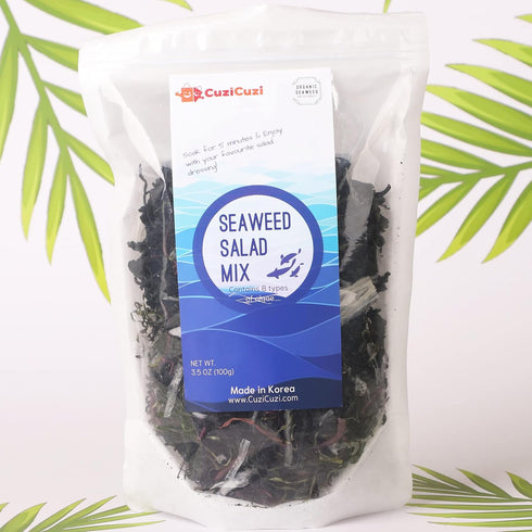 CuziCuzi Korean Assorted Seaweed Salad Kit 3.53oz, Serves 12 - Ready-to-Eat, 8 Premium