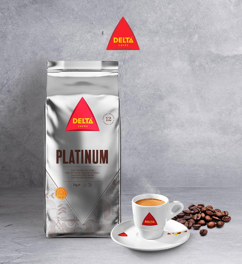 1kg/35.2oz, 12, Delta Cafs Platinum Whole Bean Coffee Intensity Arabica & Robusta Blend - Aromatic and Roasted Nuts