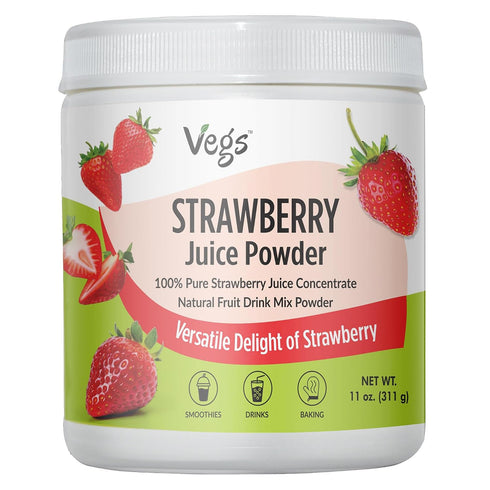 Vegs Strawberry Juice Powder - Freeze Dried Organic Strawberry Juice Instant Drink