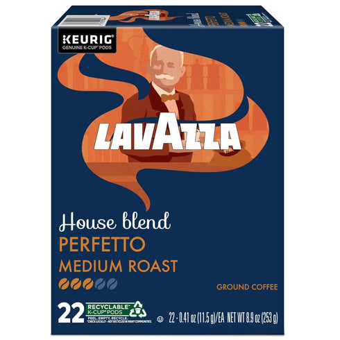 88-Count (4 Packs 22) Lavazza House Blend Perfetto, Single-Serve Keurig K-Cup Pods, Medium Roast Coffee, Box