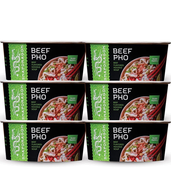Snapdragon Pho Bowls - 6-Pack Instant Noodles with Slurpable Vietnamese Beef Pho