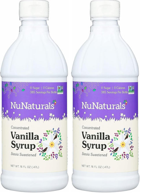 NuNaturals Stevia Syrup, Sugar-Free Sweetener, Plant-Based Sugar Substitute, Zero Calorie, Vanilla Flavor,