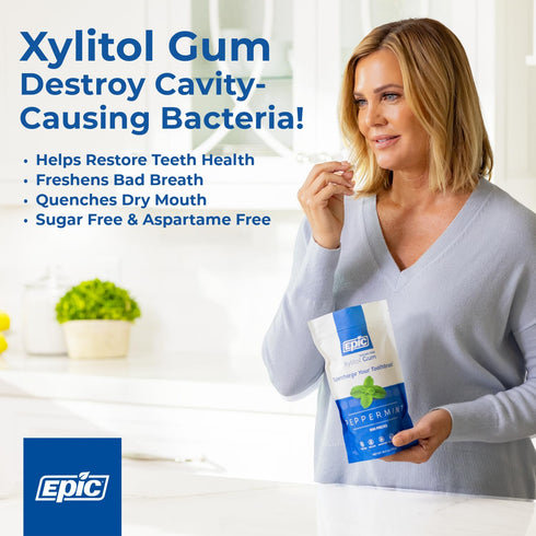 100% 50 (Pack 3) Epic Gum - Aspartame Free Xylitol - Chewing Gum Sugar Free Gum - Fresh Fruit, Bubblegum, Orange Mango