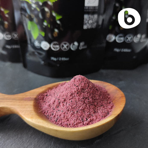 Organic Black Currant Powder from Freeze Dried Black Currants - Rich in Anthocyanins & Polyphenols - 2.65oz